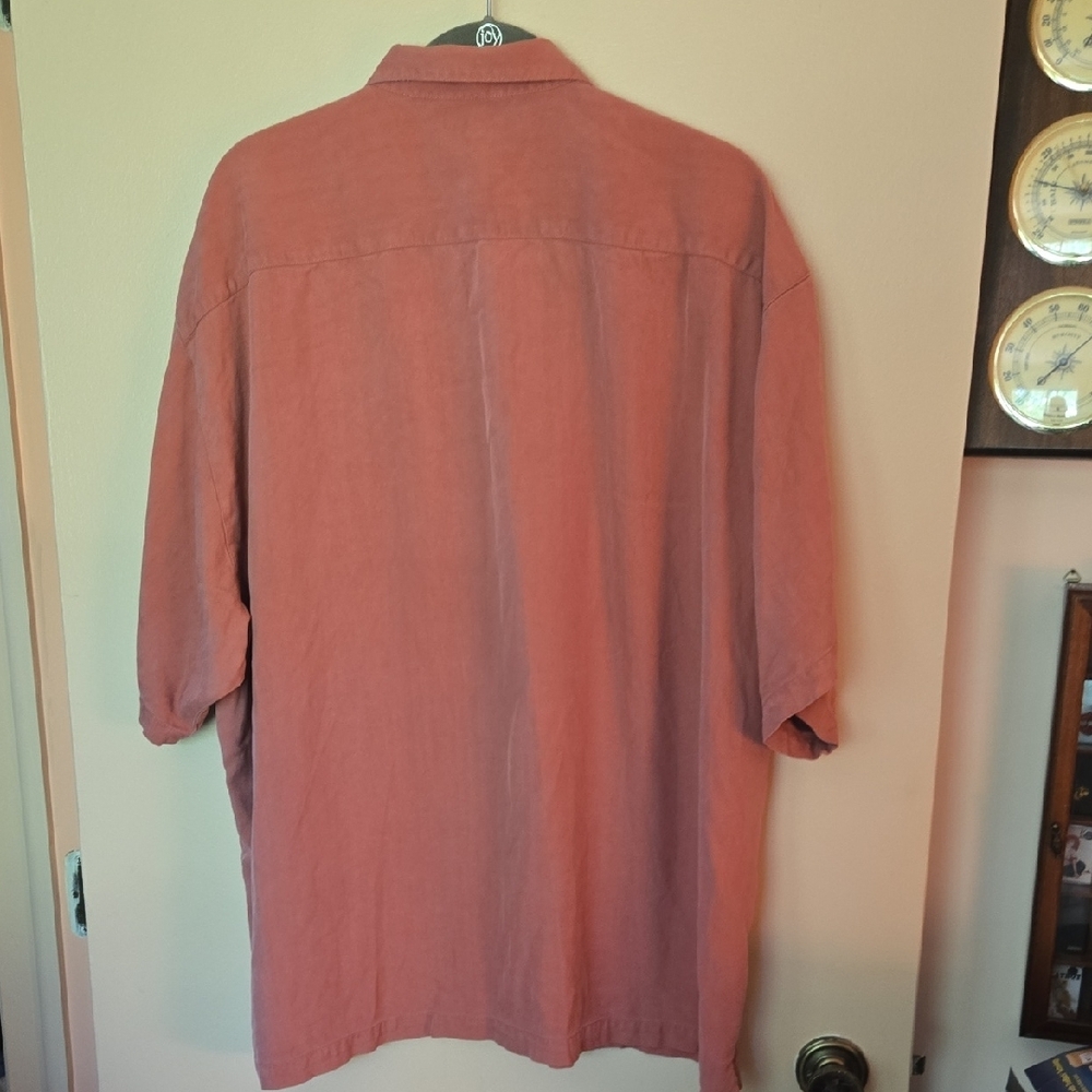 Tommy Bahama Men's Silk Shirt in Coral - Picture 7 of 7